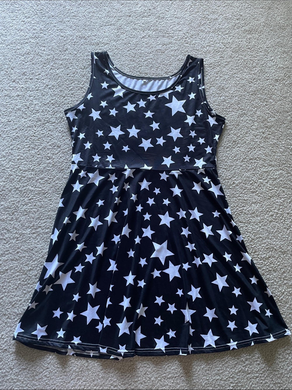 Black Star Print Sleeveless Dress, Size 2XL